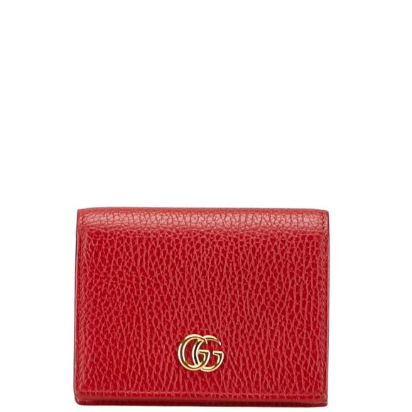 Gucci Double G Bifold Wallet 456126 Red Leather Women's GUCCI - Picture 1 of 10